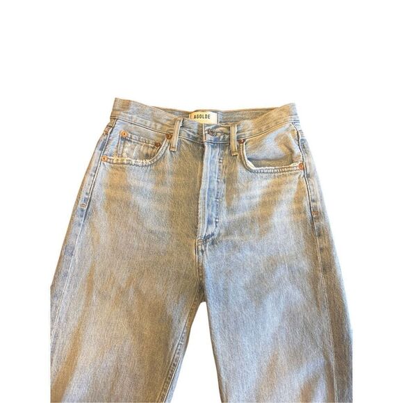 Agolde Riley high rise light wash distressed button fly jeans 24 (0) - Picture 3 of 7